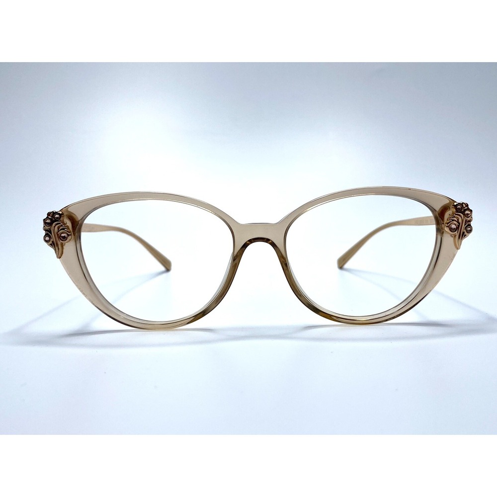 Versace Tan Clear Rose Gold Cat Eye Eyeglasses Italy MOD.3262-B 5215 52 16 140